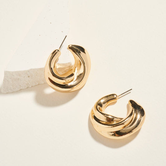 Irregular Shaped Chunky Basic Metal Hoop Earrings