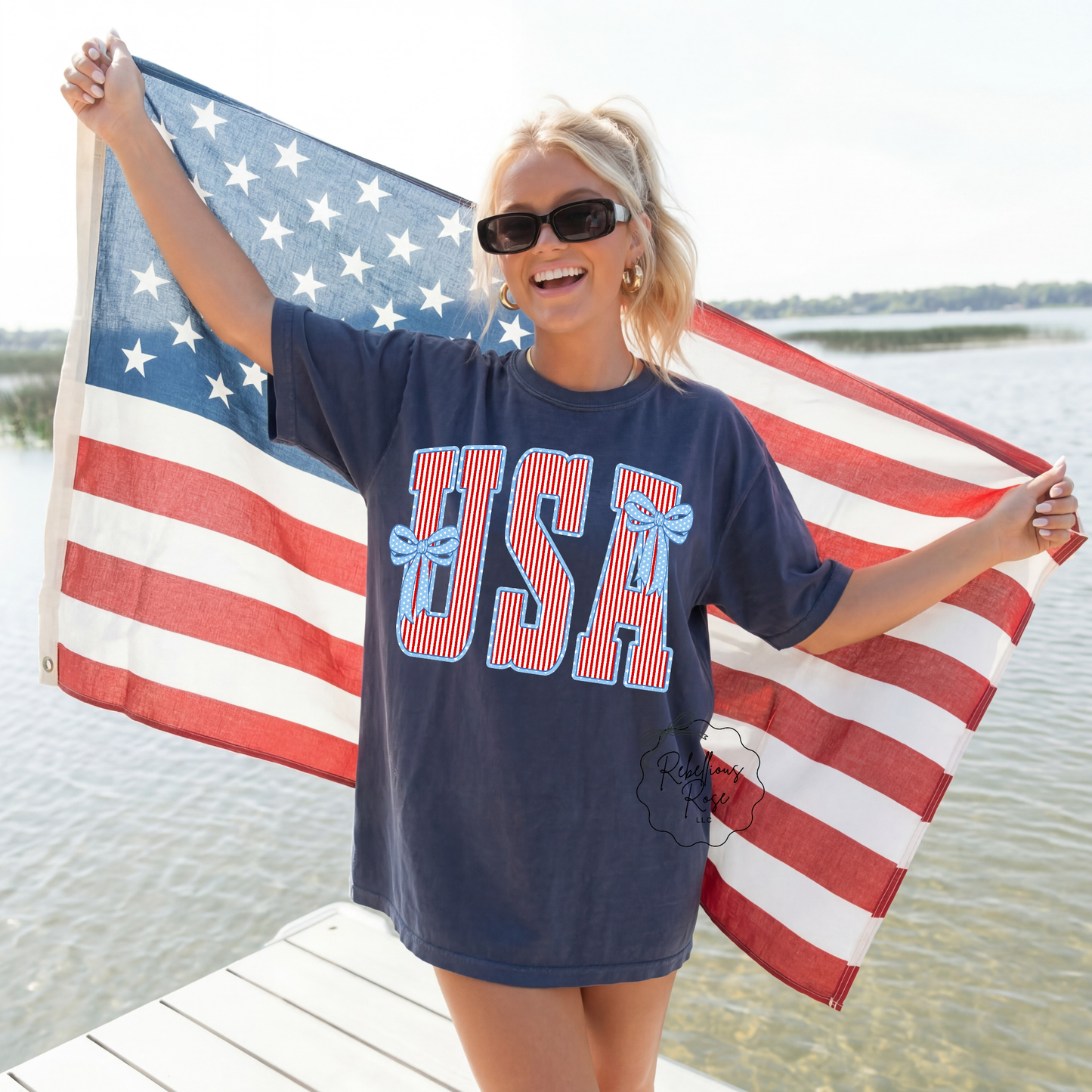 USA Stars and Stripes Fourth of July Graphic T-shirt